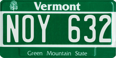 VT license plate NOY632