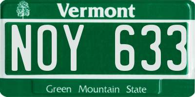 VT license plate NOY633