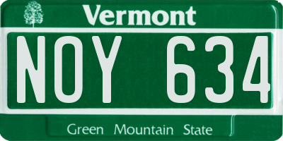 VT license plate NOY634