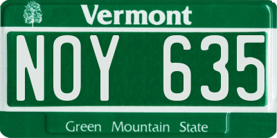VT license plate NOY635