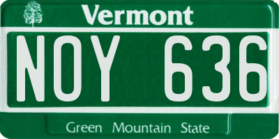 VT license plate NOY636
