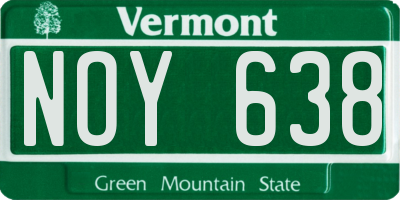 VT license plate NOY638