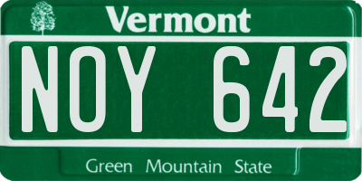 VT license plate NOY642