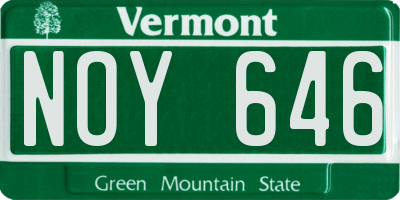 VT license plate NOY646
