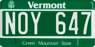 VT license plate NOY647