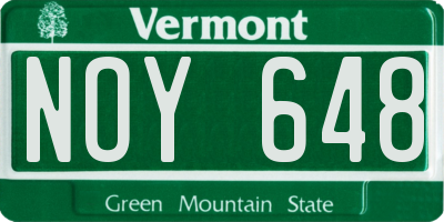 VT license plate NOY648