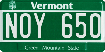 VT license plate NOY650