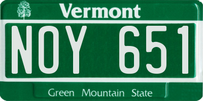 VT license plate NOY651