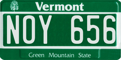 VT license plate NOY656