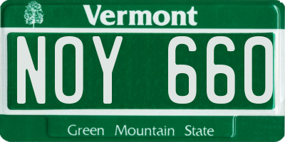 VT license plate NOY660