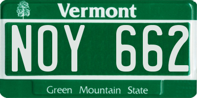 VT license plate NOY662