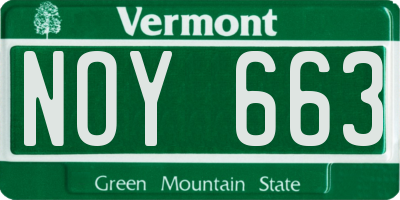 VT license plate NOY663