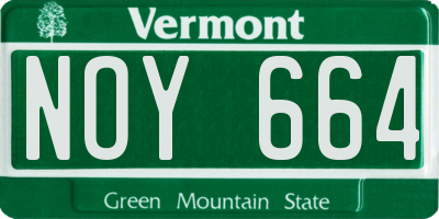 VT license plate NOY664