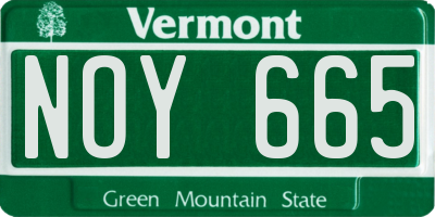 VT license plate NOY665