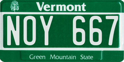 VT license plate NOY667