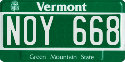 VT license plate NOY668