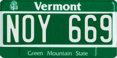 VT license plate NOY669