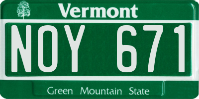 VT license plate NOY671