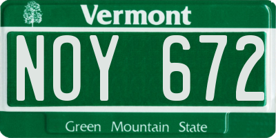 VT license plate NOY672
