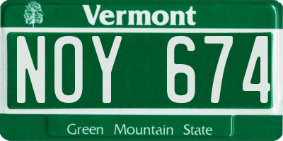 VT license plate NOY674