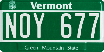 VT license plate NOY677