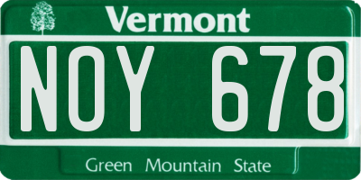 VT license plate NOY678