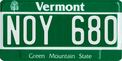 VT license plate NOY680