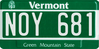 VT license plate NOY681
