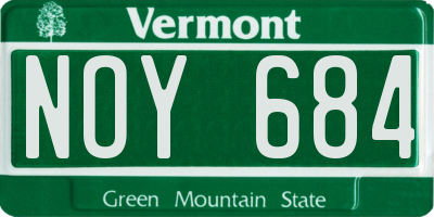 VT license plate NOY684