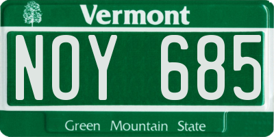 VT license plate NOY685
