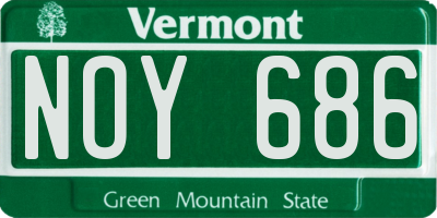 VT license plate NOY686