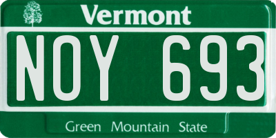 VT license plate NOY693