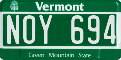 VT license plate NOY694