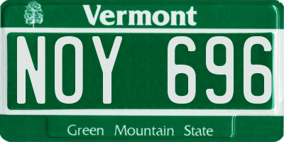 VT license plate NOY696