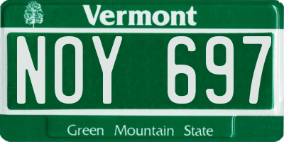 VT license plate NOY697