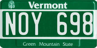 VT license plate NOY698