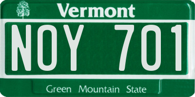 VT license plate NOY701