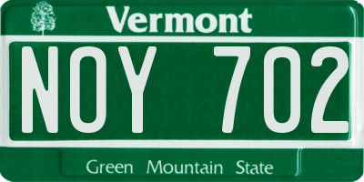 VT license plate NOY702