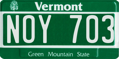 VT license plate NOY703