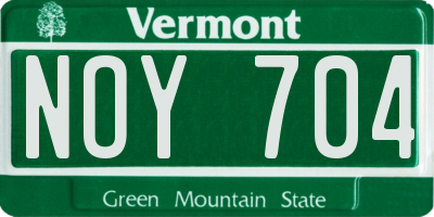 VT license plate NOY704