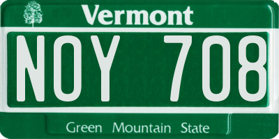 VT license plate NOY708