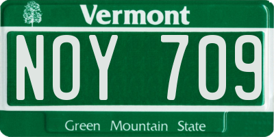 VT license plate NOY709