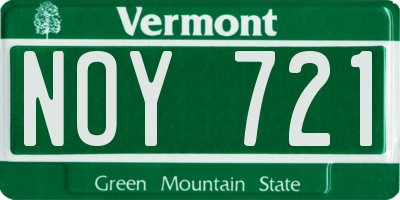 VT license plate NOY721