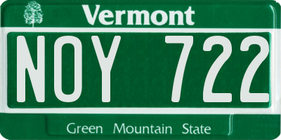 VT license plate NOY722