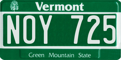 VT license plate NOY725