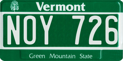 VT license plate NOY726