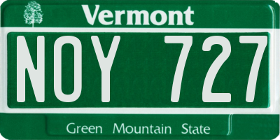 VT license plate NOY727