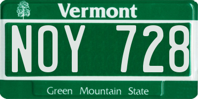 VT license plate NOY728
