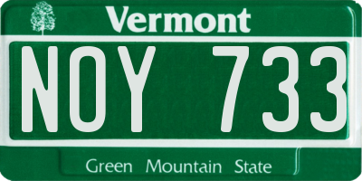 VT license plate NOY733