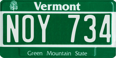 VT license plate NOY734